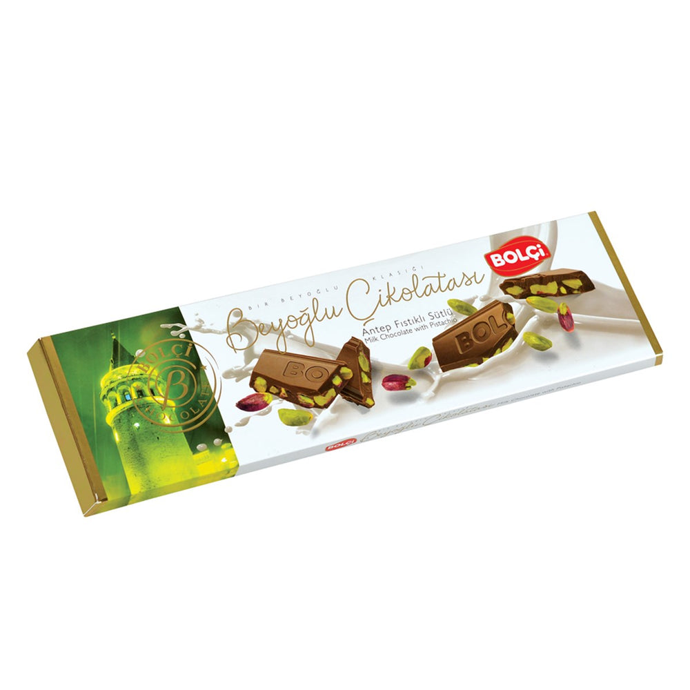 Bolci Milk Chocolate Bar With Whole Pistachios (300gr / 10.6oz)