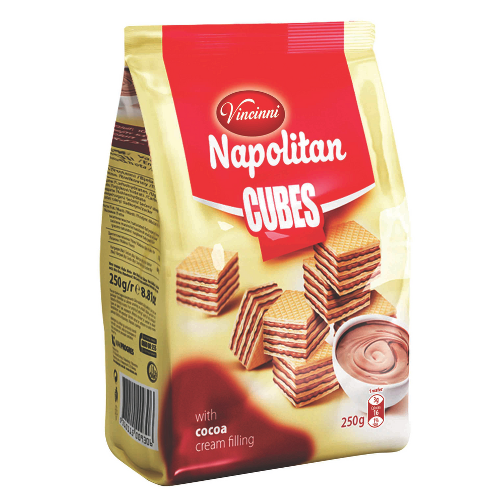 Vincinni Napolitan Chocolate Cream Cube Wafers (84 Pieces / 250g)