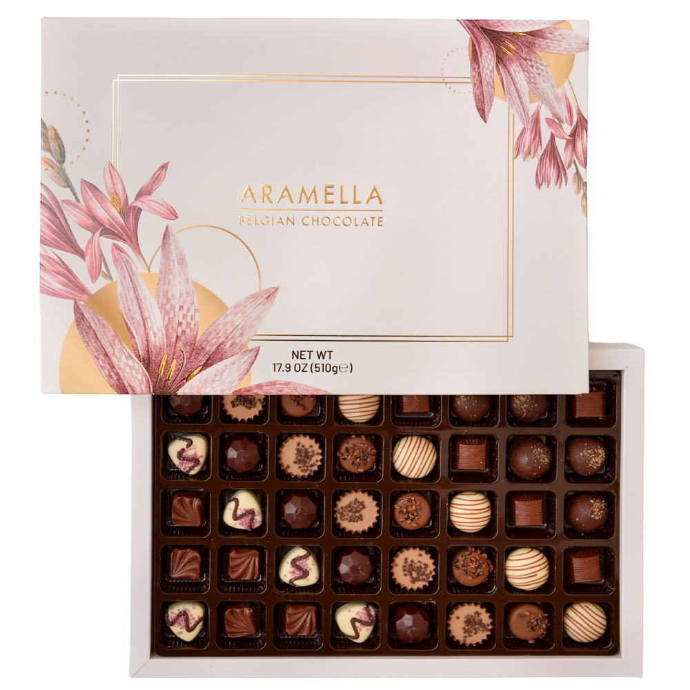 Aramella Belgian Chocolate Flower Box (40 Pieces / 17.98oz / 510g Aramella Belgian Chocolate Flower Box (40 Pieces / 17.98oz / 510g