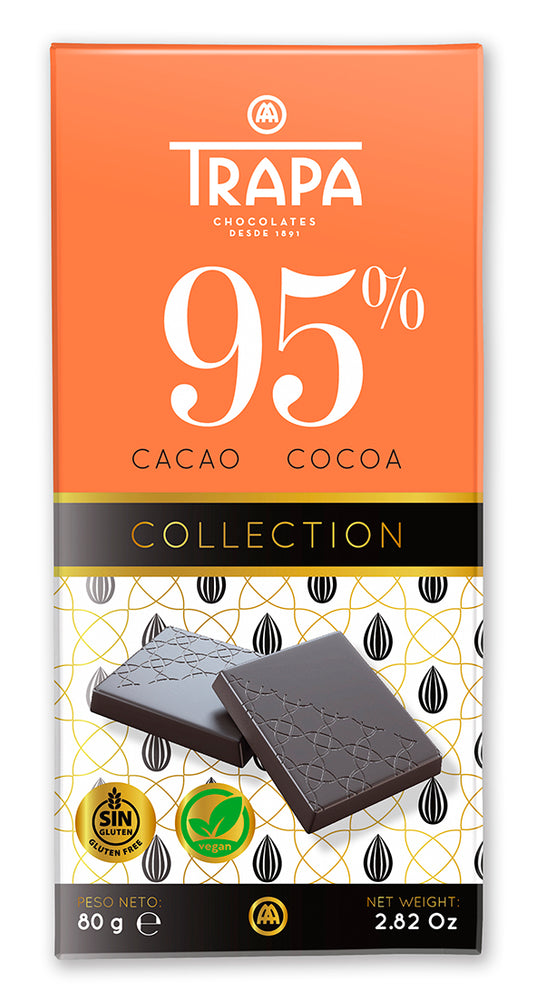 Trapa 95% Dark Chocolate Bar 5 Piece Pack (2.82oz / 80gr each)