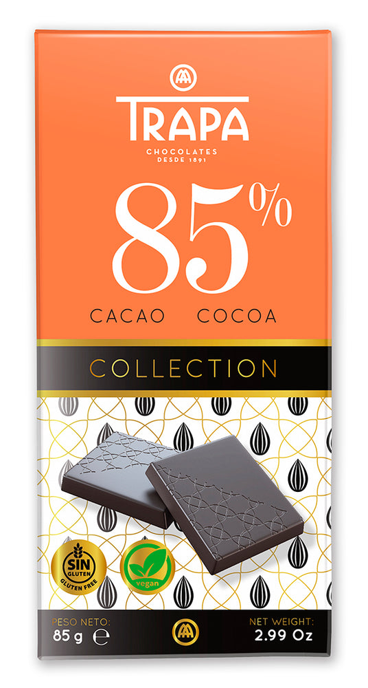 
                
                    Load image into Gallery viewer, Trapa 85% Dark Chocolate Bar 5 Piece Pack (2.99oz / 85gr each)
                
            