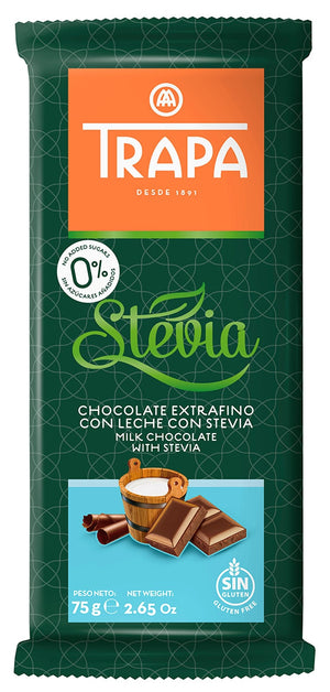 Trapa Stevia & Milk Chocolate Bar 5 Piece Pack (2.64oz / 75gr)