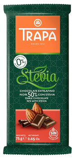 Trapa Stevia 50% Dark Chocolate Bar With Almonds 5 Piece Pack (2.64oz / 75gr)