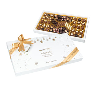 Meronne Gourmet Chocolate Pralines Christmas White Box (72 Pieces / 750g / 26.54oz)